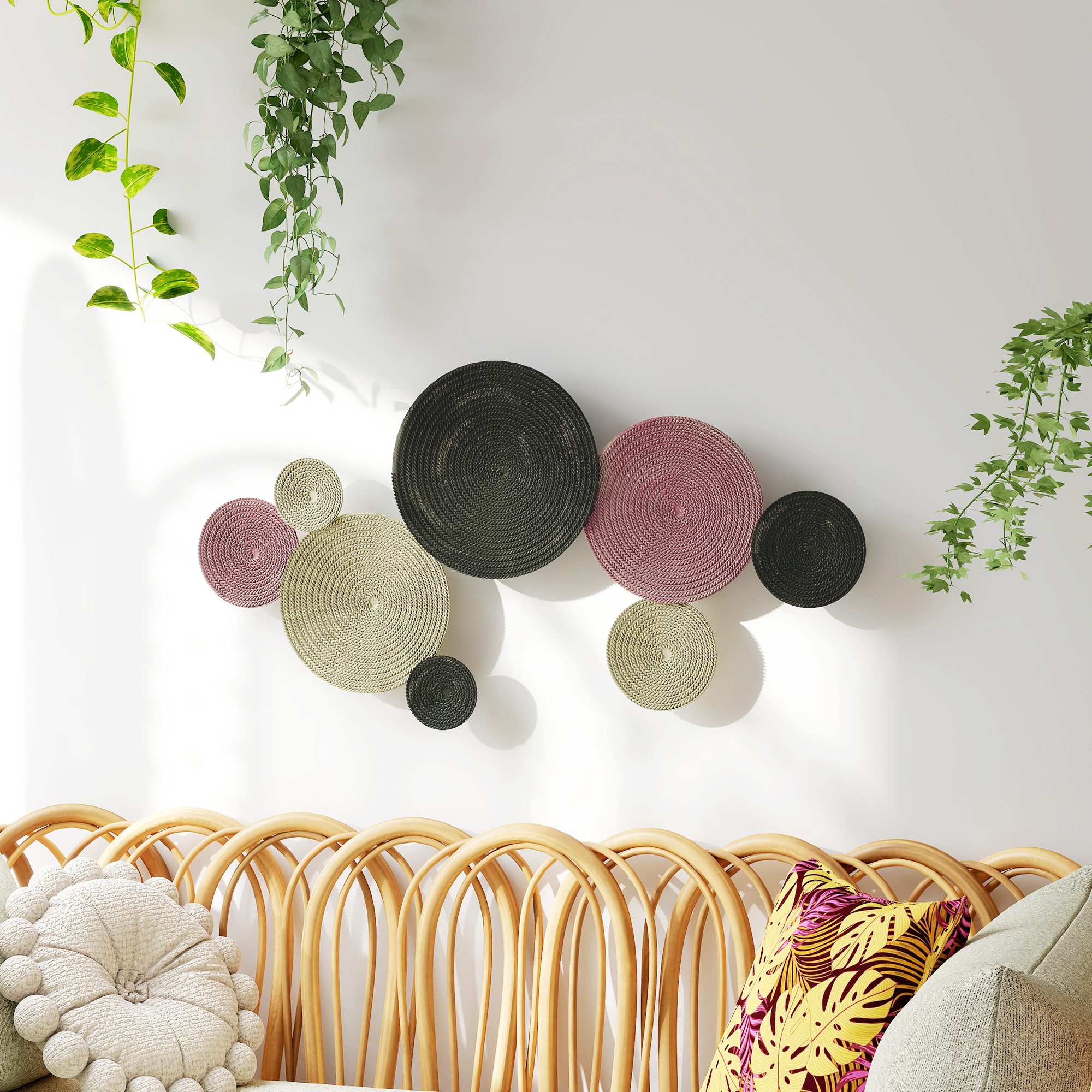 Decorazione Murale 3D 110x7x58 cm Wall Art 8 Dischi in Metallo Multicolore...