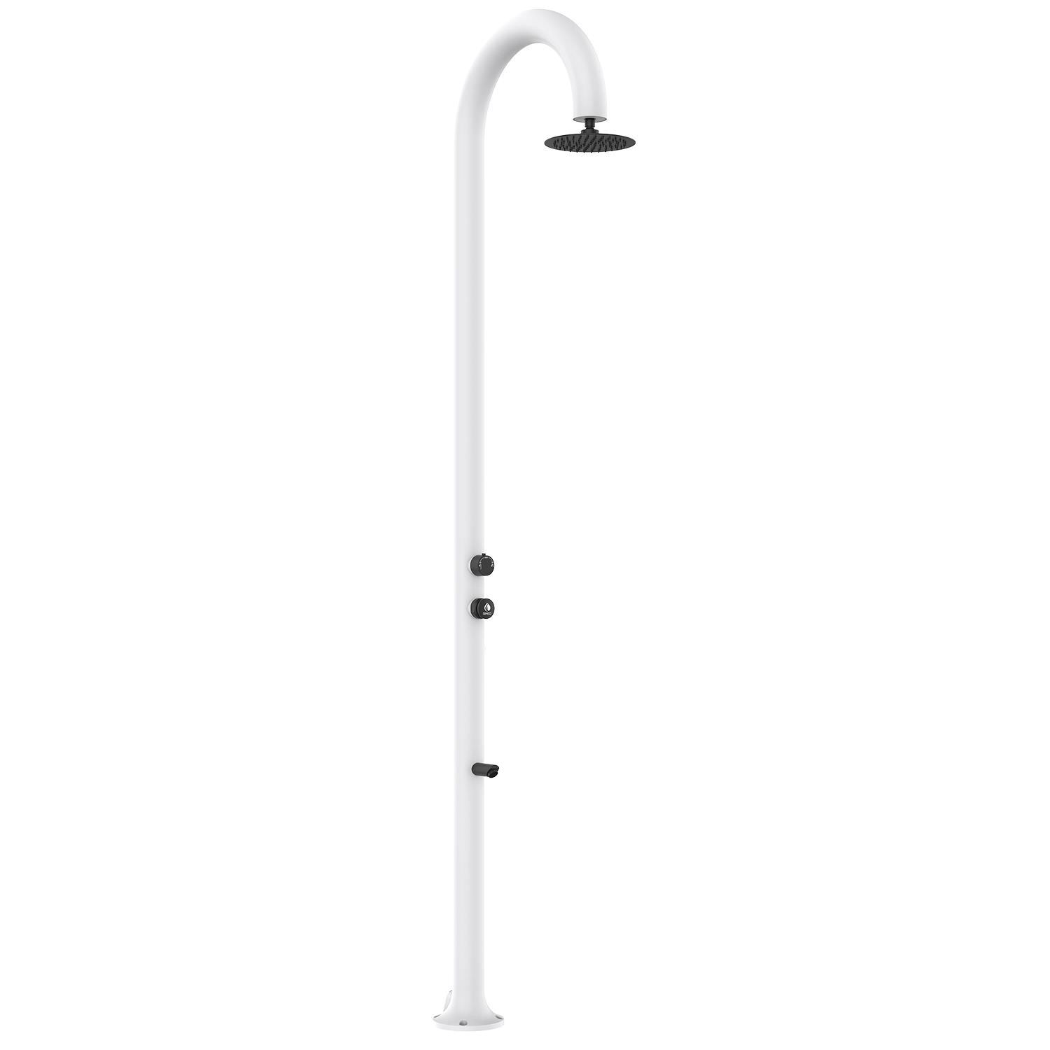 Image of Doccia da Giardino ad Acqua Frossoda in Alluminio con Timer e Lavapiedi Sined Luna Bianco