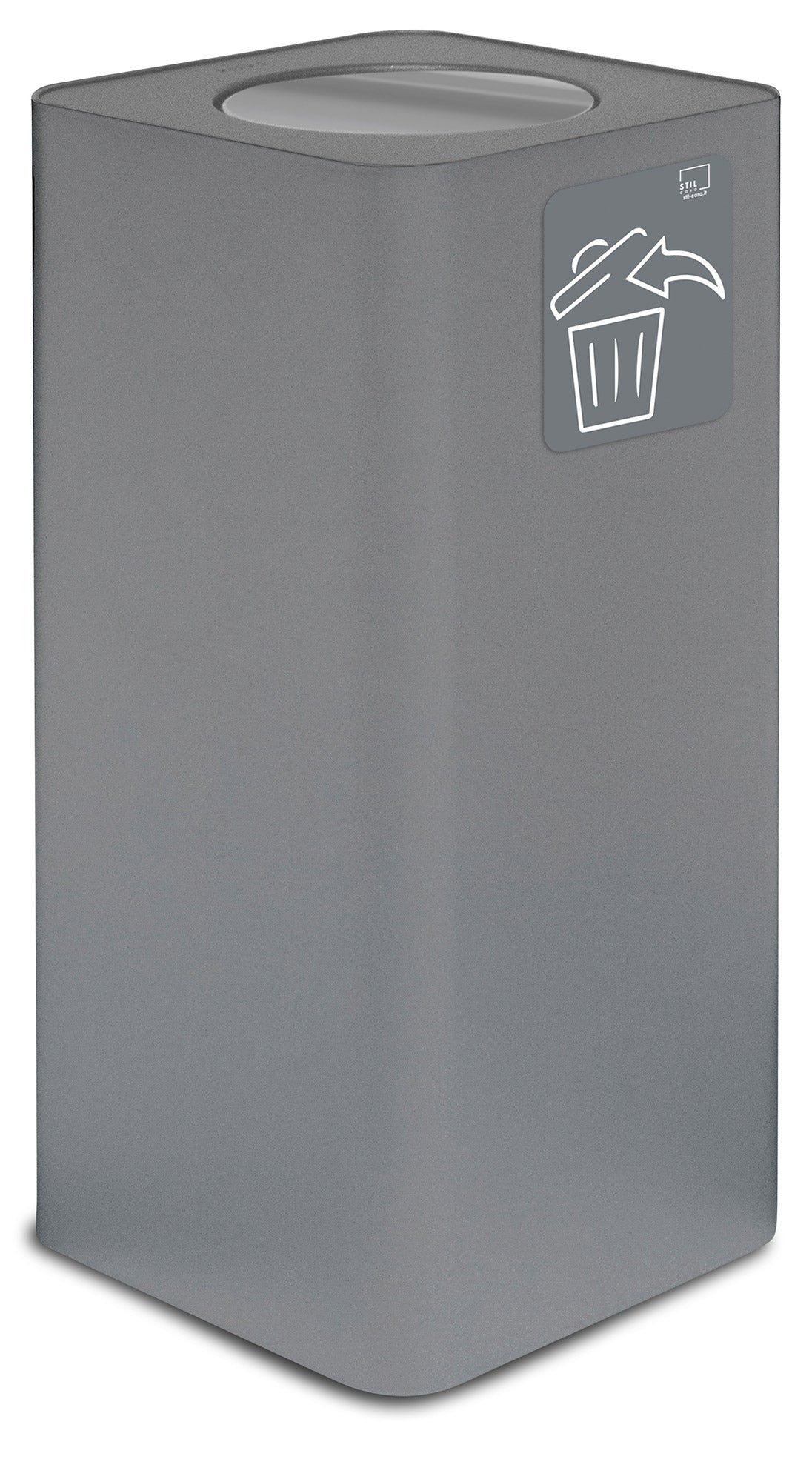 Pattumiera Per Raccolta Rifiuti 38x38xh80 cm In Acciaio Verniciato con Coperchio Basculante Grigio...