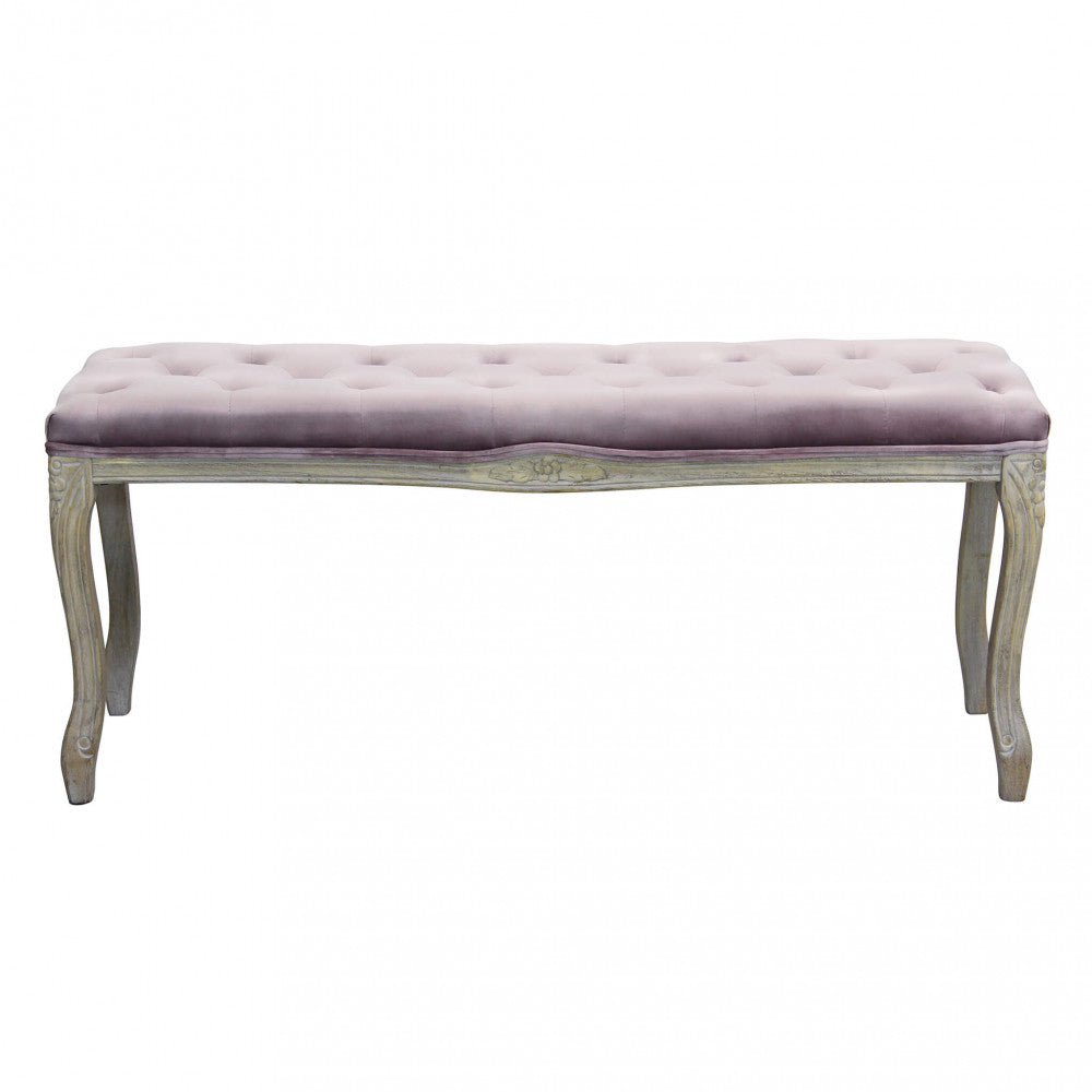 Panca Misty in Velluto Rosa 110x36x47 h cm in Legno Rosa...