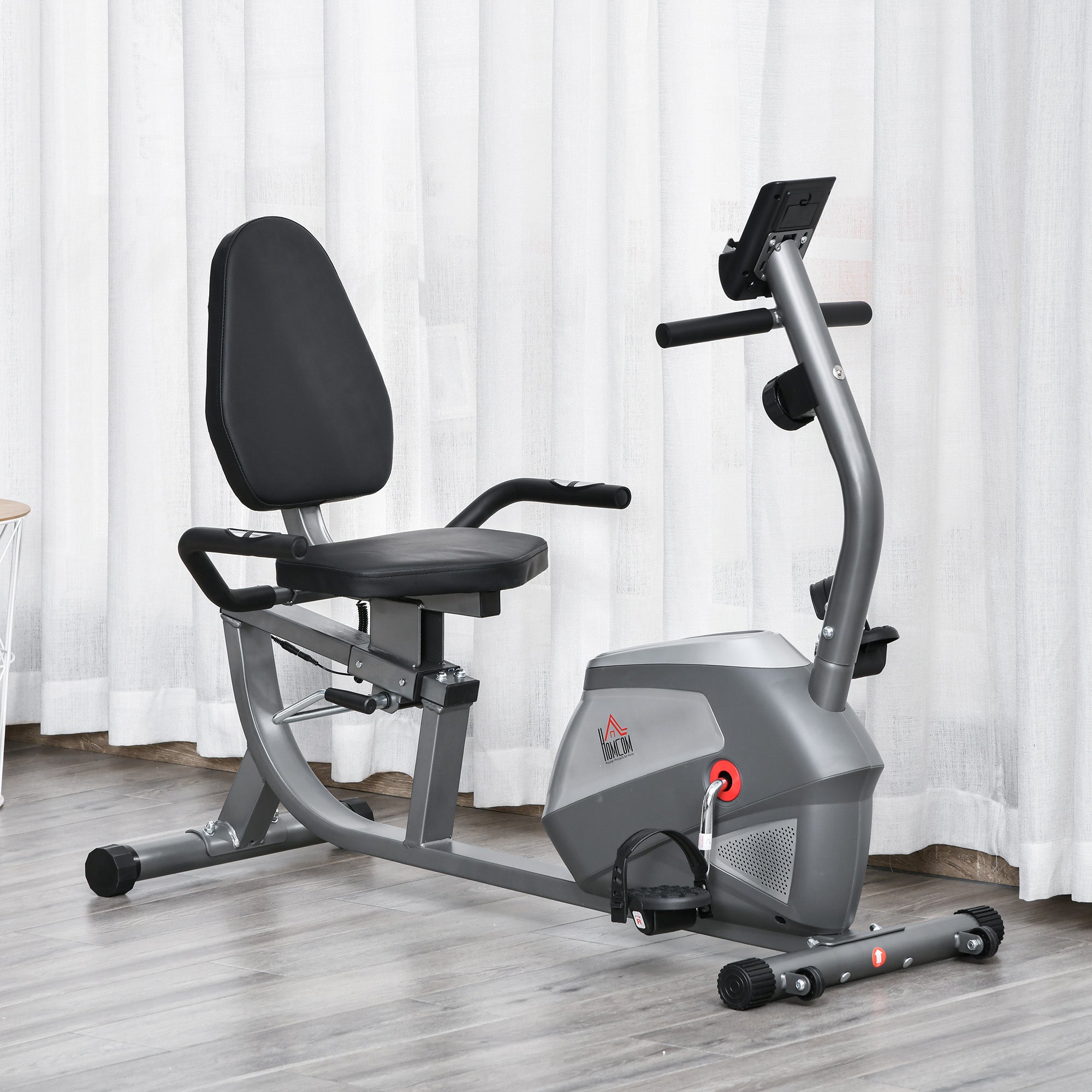 Cyclette Orizzontale 121,5-136x62,5x98 cm in Acciaio e ABS Grigia...