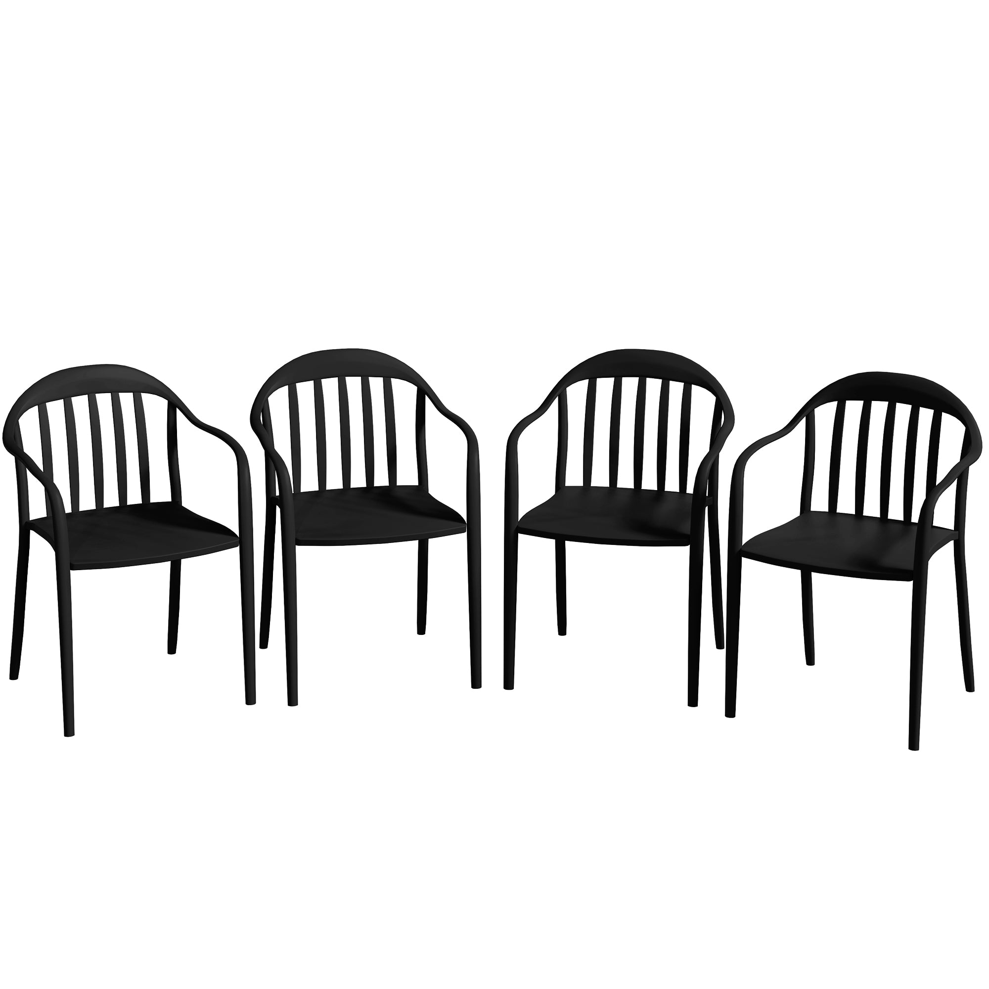 Set 4 Sedie da Giardino 57x54x78 cm Impilabili con Schienale Alto in PP Nero