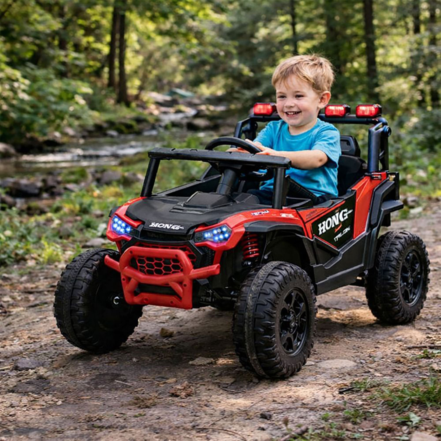 Macchina Elettrica per Bambini Buggy Safari 2 Motori da 35W con Telecomando Luci e Suoni Rosso...