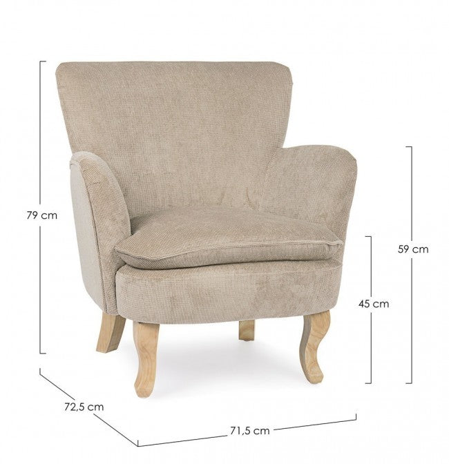 Poltrona 71,5x72,5x79h cm Chenille Tortora...