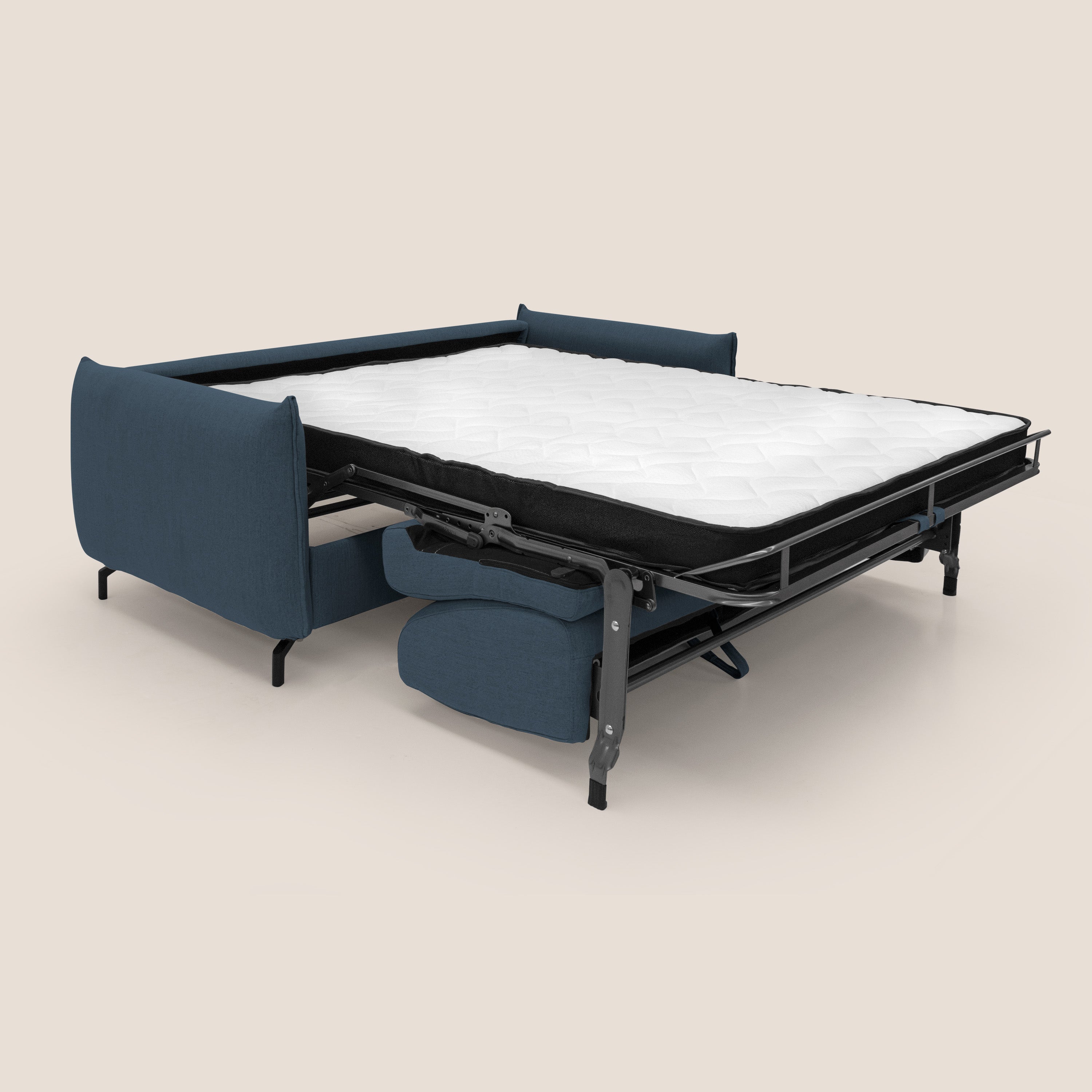 Divano Letto 3 Posti 215x95x96 cm in Tessuto Blu