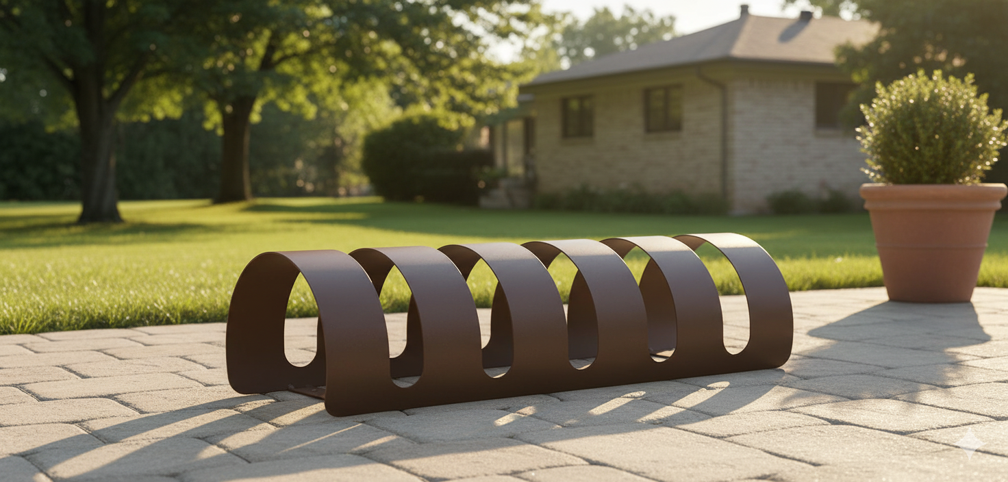 Rastelliera Portabici 5 Posti in Ferro 90x30x23 cm Belfer Bike Rack 42/PB Ruggine...