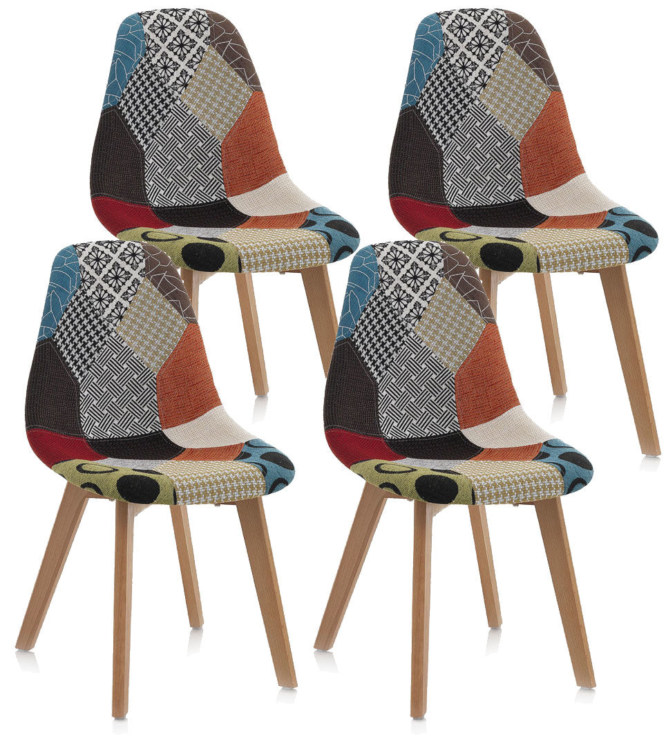Image of Set 4 Sedie 47,5x43x82,5 cm in Tessuto Patchwork