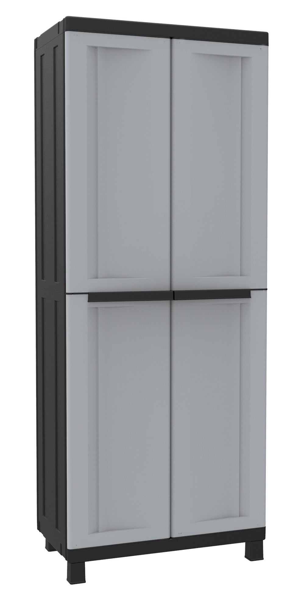 Armadio Modulare da Esterno 68x39x170 cm 2 Ante 3 Ripiani in Polipropilene Twist Grigio e Nero...