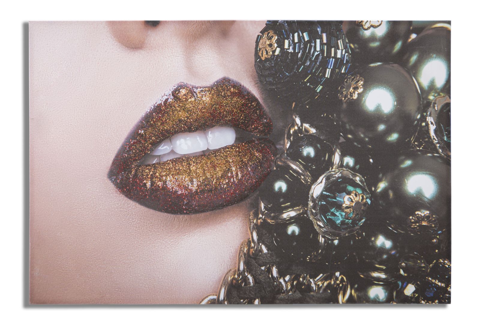 Stampa su Tela Beautiful Lips 80x3,8x120 cm in Legno e Tessuto...