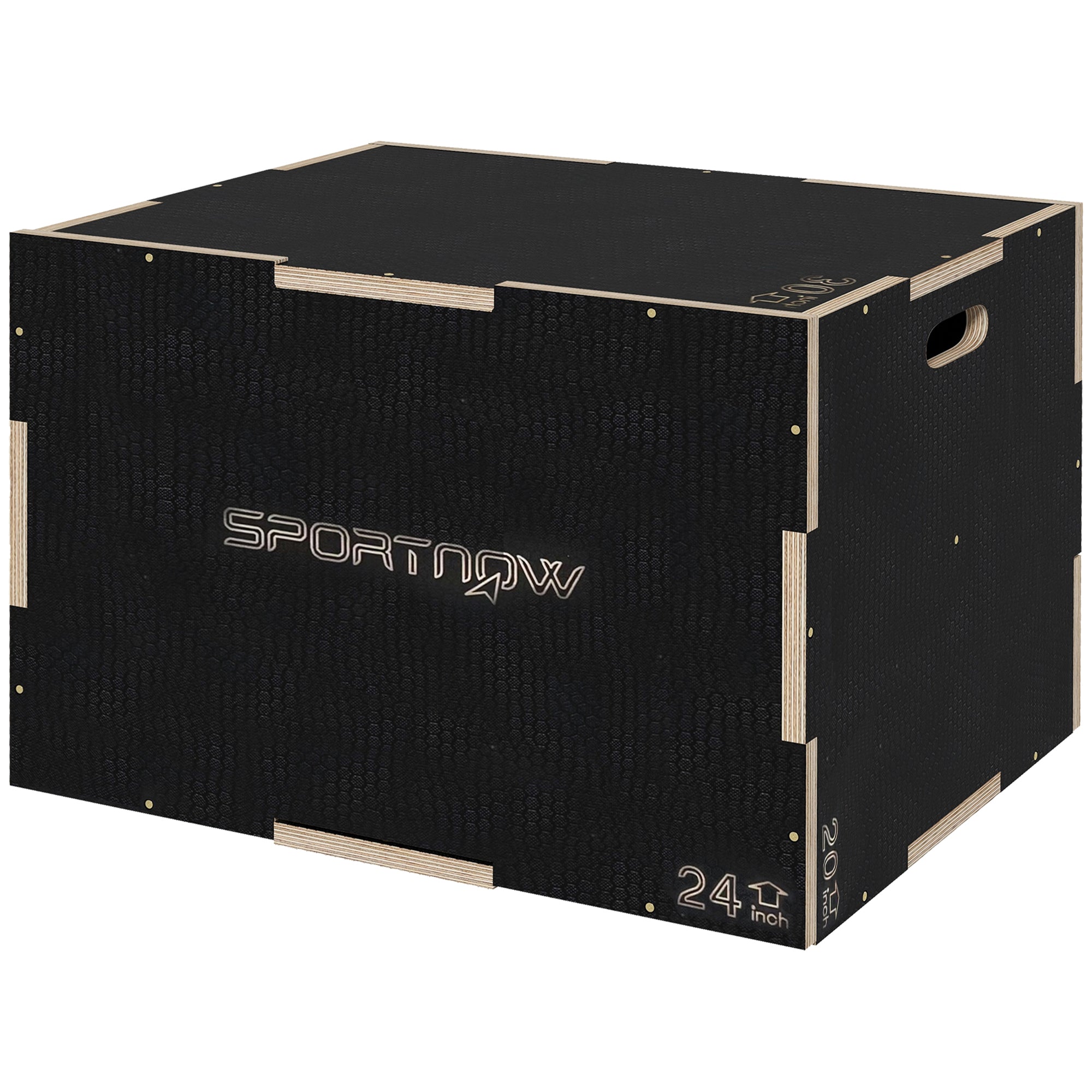 Image of Box Jump Pliometrico a 3 Altezze 76-61-51 cm in Legno Antiscivolo Nero