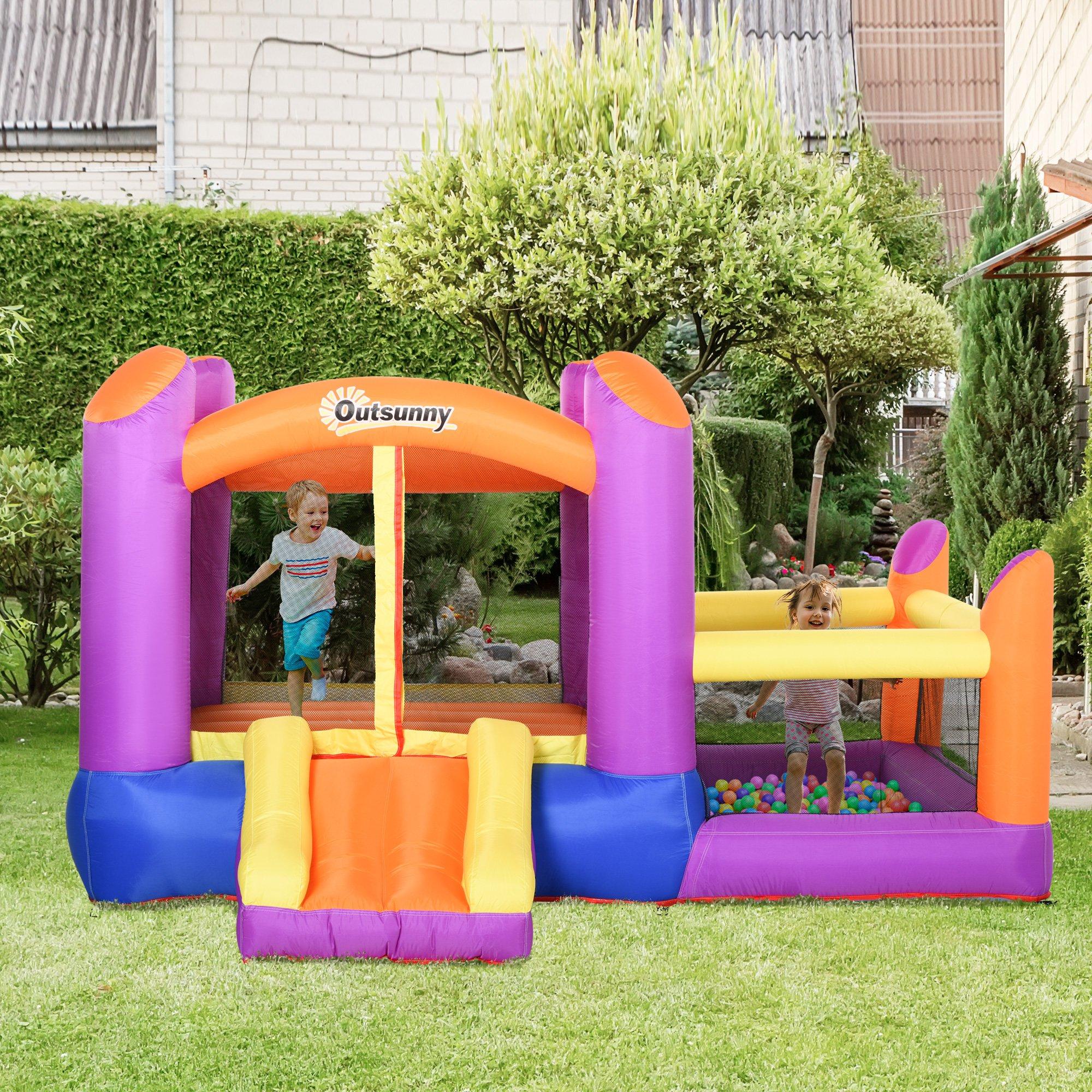 Castello Giostra Gonfiabile 300x280x170 cm con Scivolo e Piscina Multicolor...