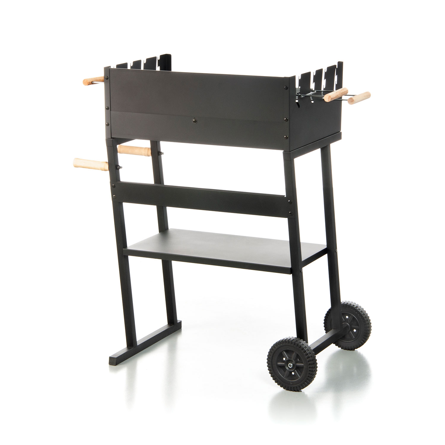 Barbecue a Carbonella 83x49x90 cm 2 Griglie di Cottura e Struttura con Ruote in Acciaio Nero...