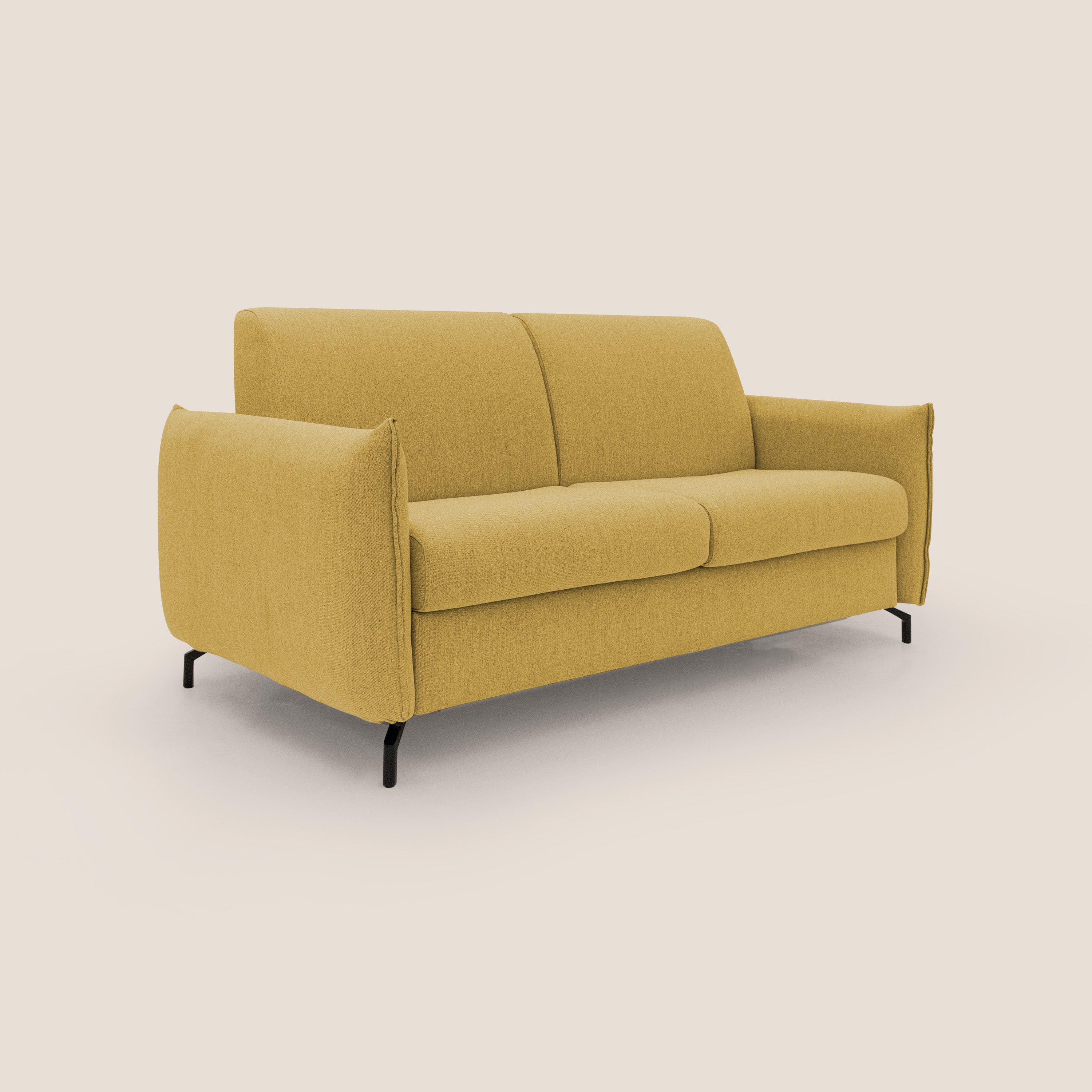 Divano Letto 3 Posti 215x95x96 cm in Tessuto Giallo