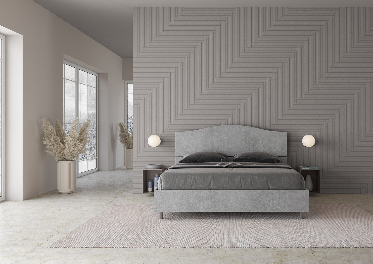 Letto Matrimoniale 160x200 cm Senza Rete Dores Grigio...