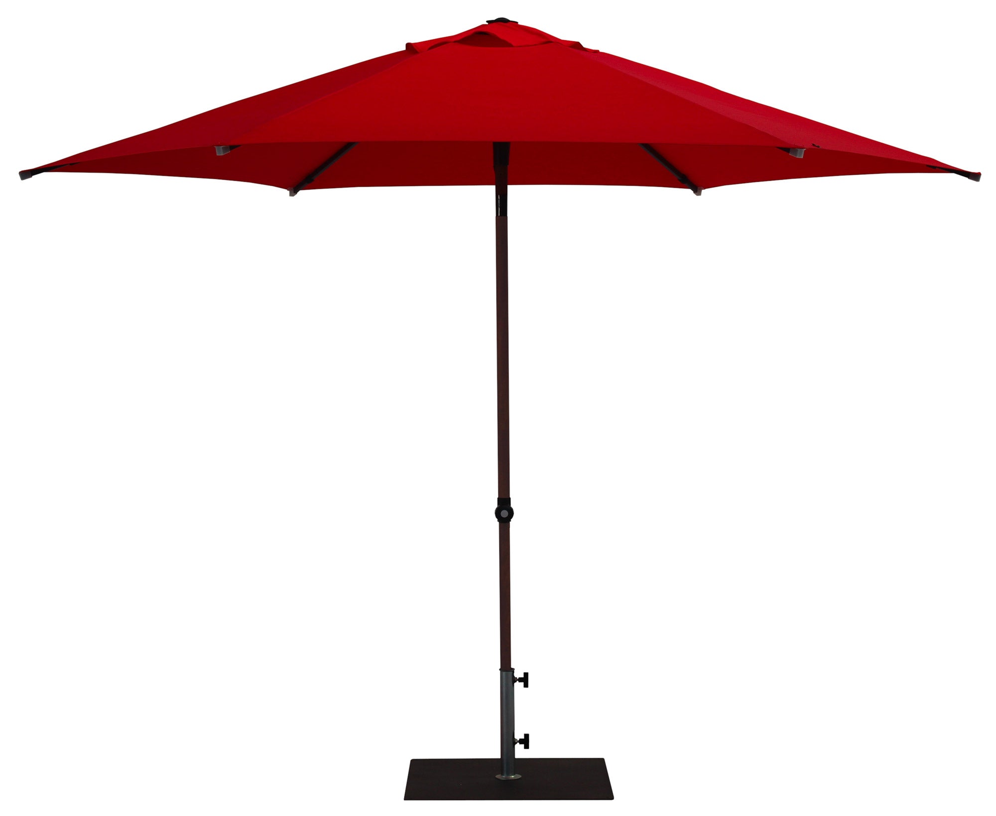 Ombrellone da Giardino Ø3 m Palo Ø38 mm in Alluminio Effetto Legno Tessuto Poliestere Trend Wood Rosso