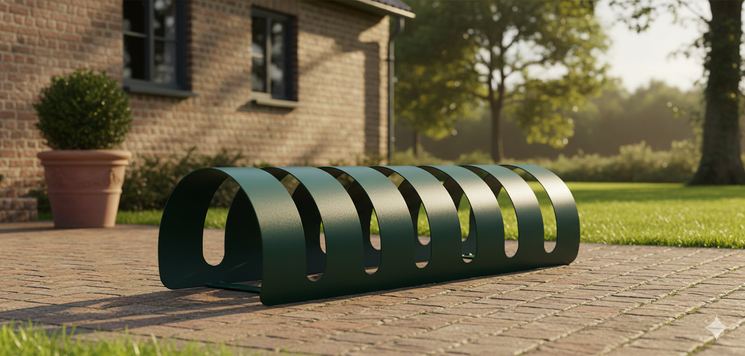 Rastelliera Portabici 5 Posti in Ferro 90x30x23 cm Belfer Bike Rack 42/PB Verde...