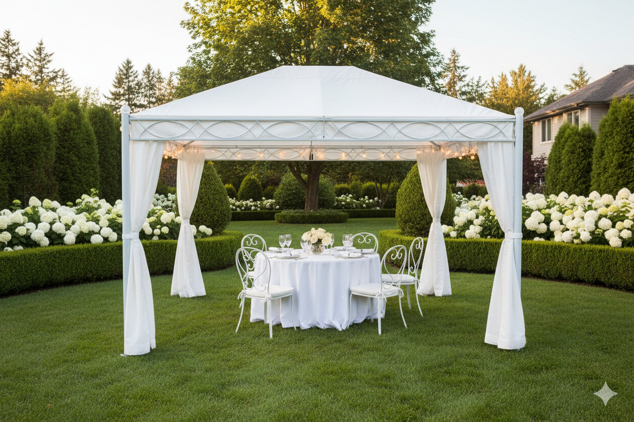 Gazebo da Giardino 3x4m in Metallo Morel Miami Bianco...