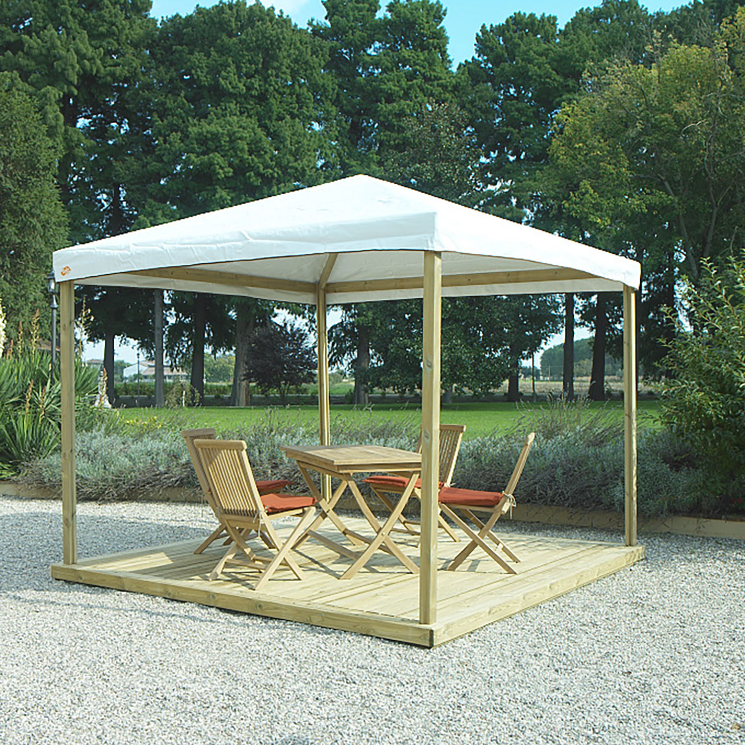 Gazebo da Giardino 300x300 cm Copertura in Telo PVC Joy Pocket in Legno Verde e Bianco...