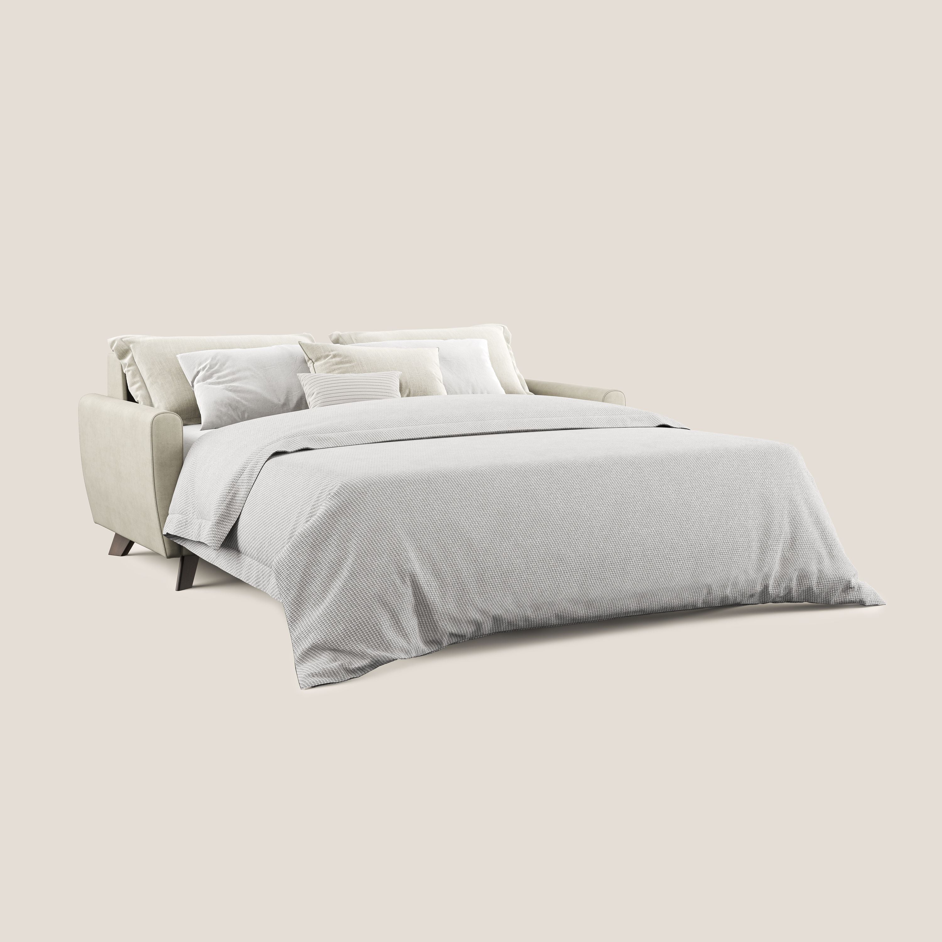Divano Letto 2 Posti 168x97x96 cm in Tessuto Panna