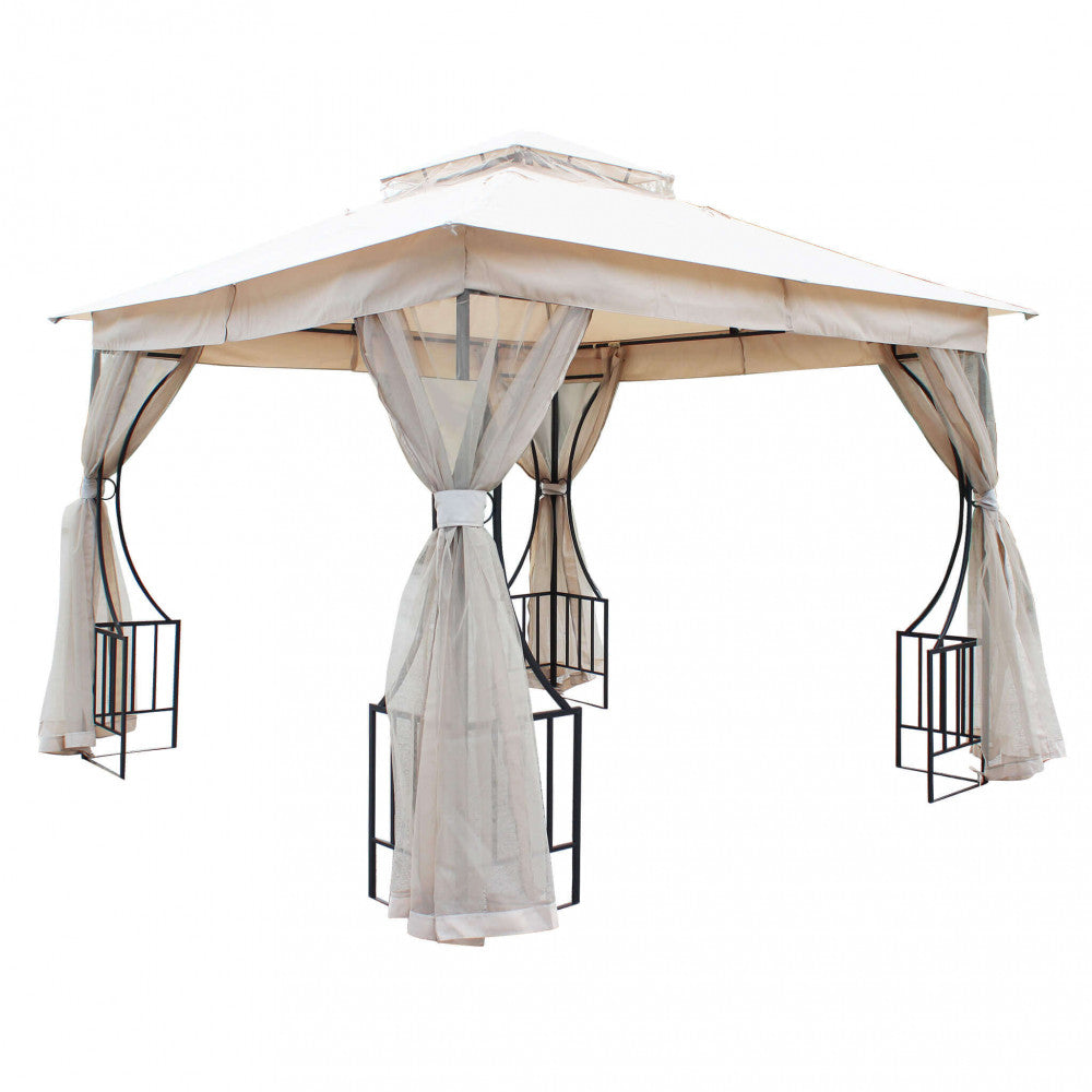 Gazebo Hogan 3x3x265 h m in Acciaio e Poliestere Ecrù