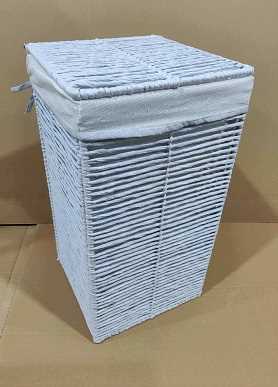 Cesto Portabiancheria paper hilary bianco quadro pieghevole cm 31x31xh60...