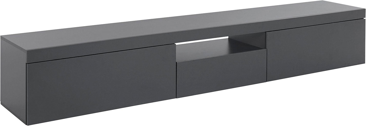 Mobile Tv 3 Ante e Ripiano a Giorno 220x40x35 cm Essential 2A 1R Grigio Antracite Opaco  