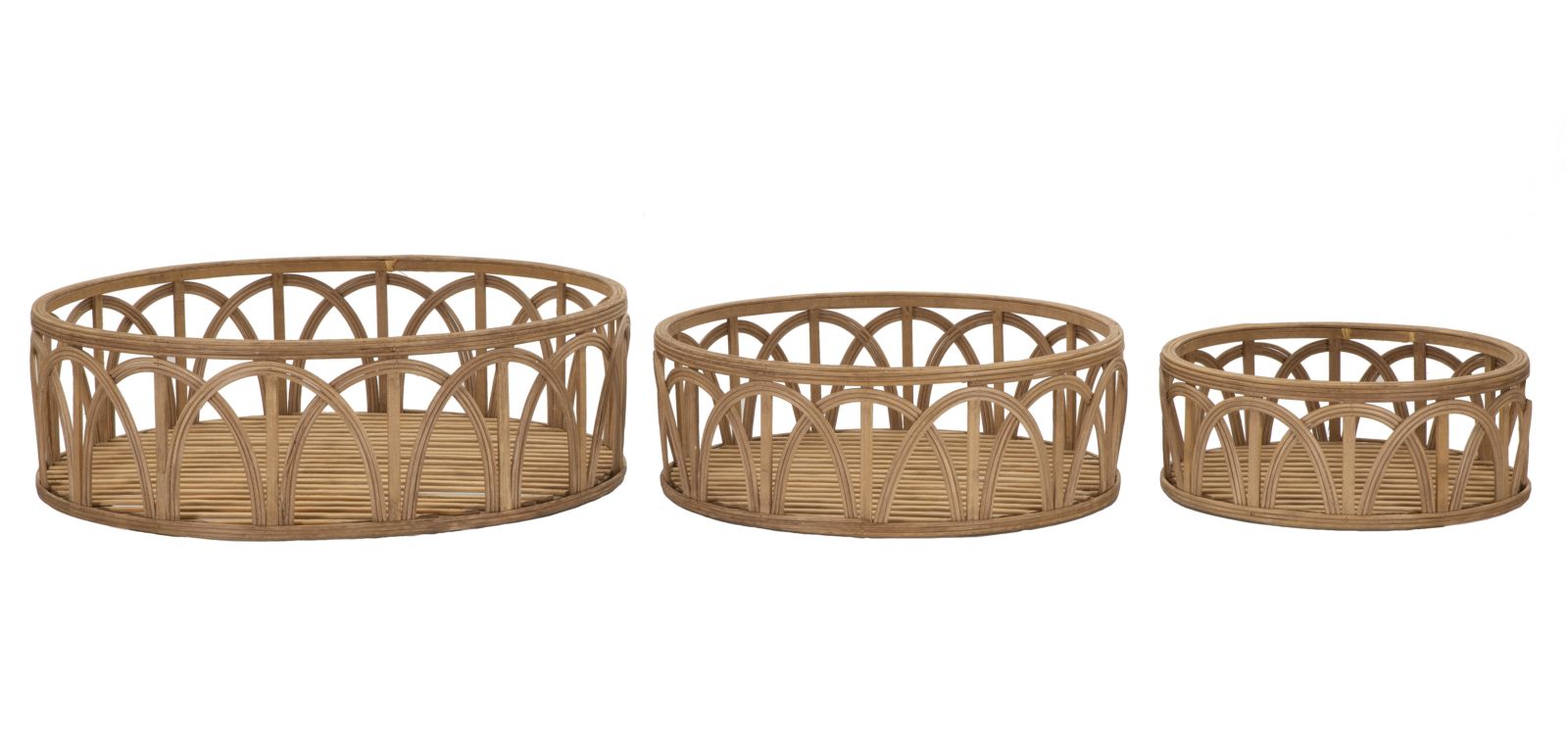 Set 3 Svuota Tasche Fuji Ø 50x16-40x14-30x12 cm in Rattan