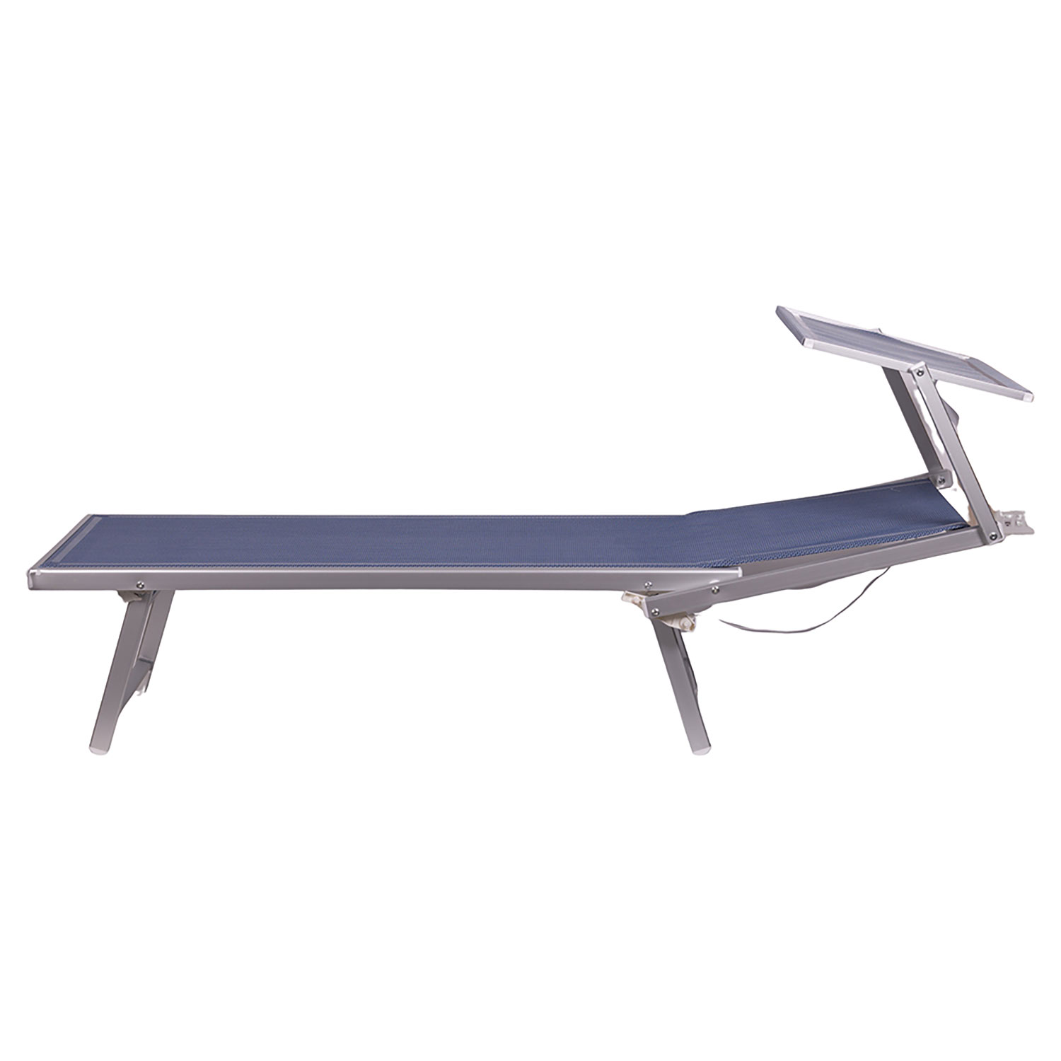 Lettino Mare con Parasole Richiudibile 181x71,5x38,5 cm in Alluminio PVC e Poliestere Blu Navy Riccione...