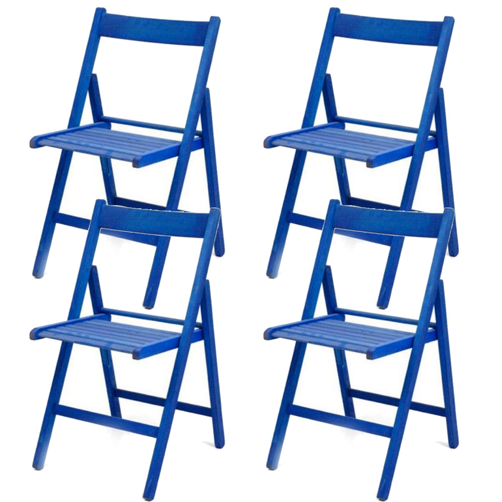 Image of Set 4 Sedie pieghevoli 42,5x47,5x79 cm Penelope in legno blu