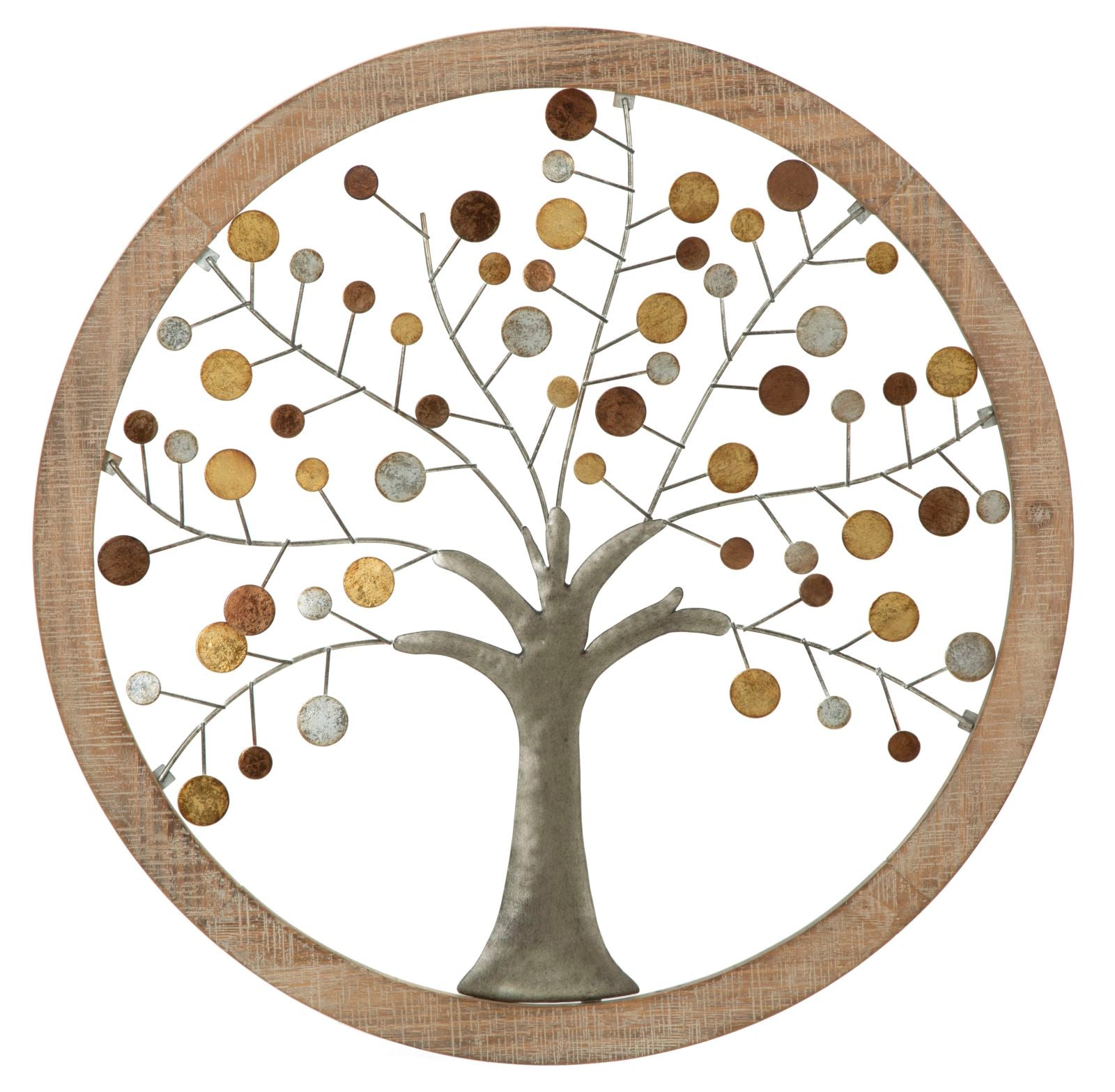 Image of Pannello da Muro Albero della Vita Mirror Ø61x1,8 cm in Ferro e MDF Oro e Naturale