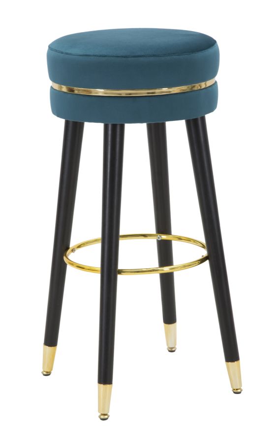 Sgabello Bar Paris Oro Ø 35x74 cm in Legno e Poliestere