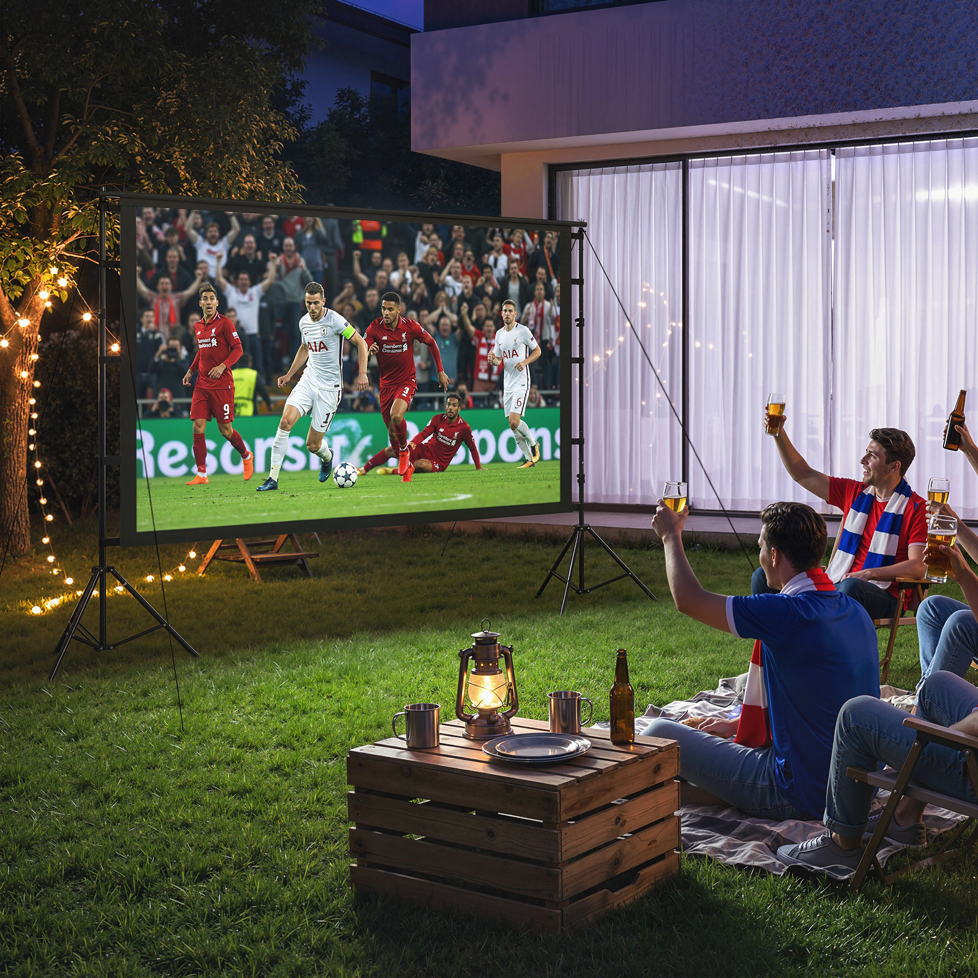 Telo per Proiettore 100" 16:9 HD 4K-8K Angolo di Visione 160° con Treppiedi Pieghevoli Bianco...