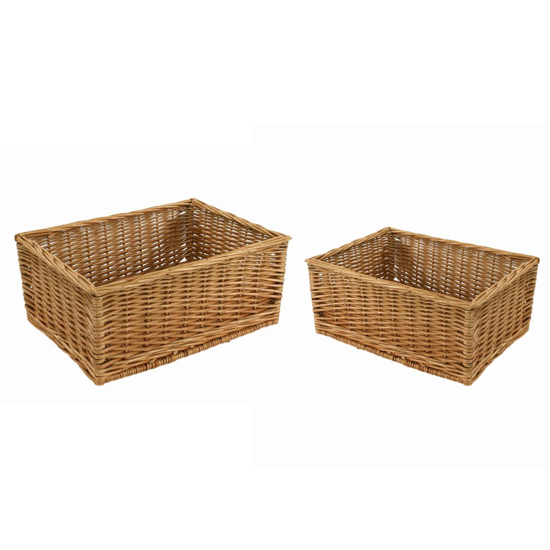 Image of Set 2 Cassetti in vimini naturale rettangolare