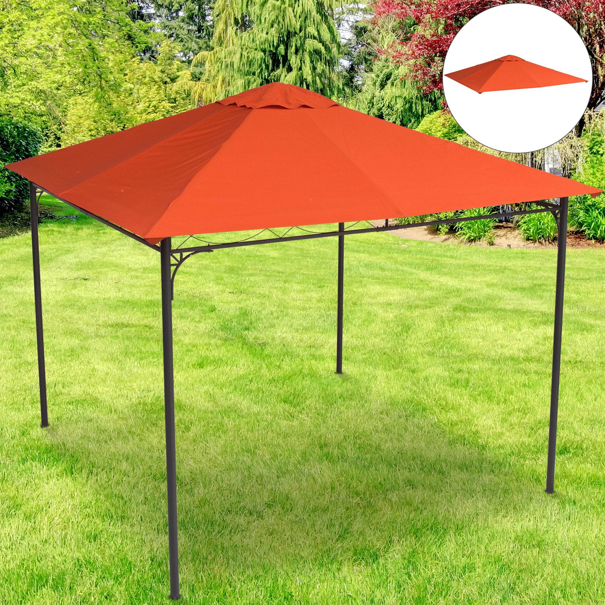 Tetto di Ricambio per Gazebo da Giardino 3x3 m in Poliestere Morgan Arancione...