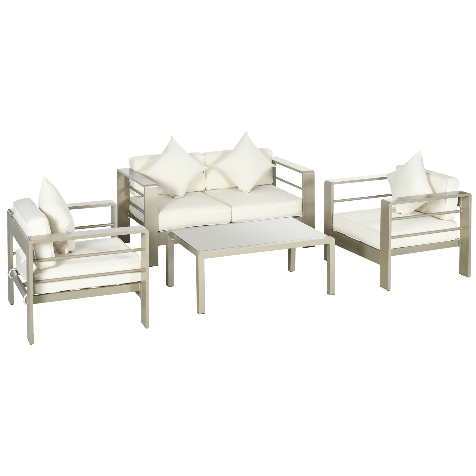 Image of Set Salotto da Giardino Divano 2 Poltrone e Tavolino Oro Champagne