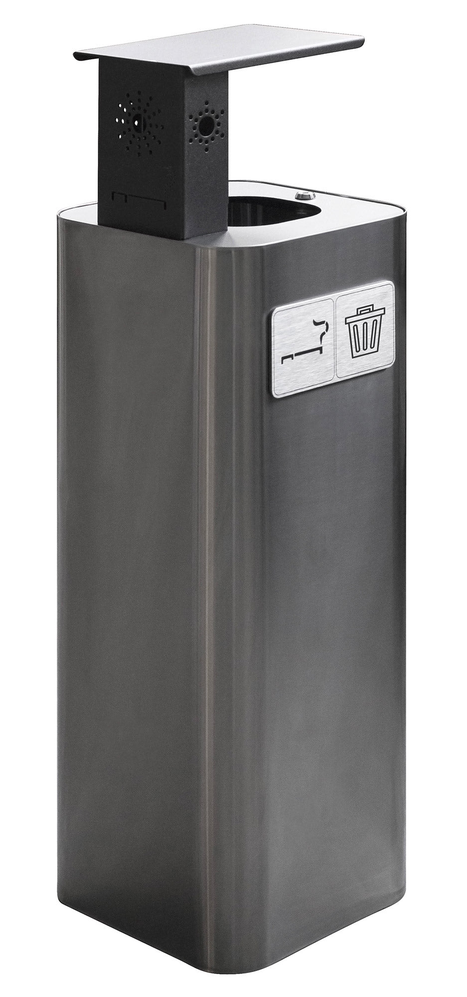 Pattumiera Per Raccolta Rifiuti 30x30xh102 cm In Acciaio Inox con Copertura Superiore Lucido...