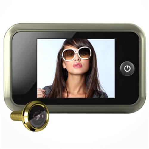 Image of Spioncino Occhiello per Porta Digitale Oro con Visore Lcd Telecamera Casa