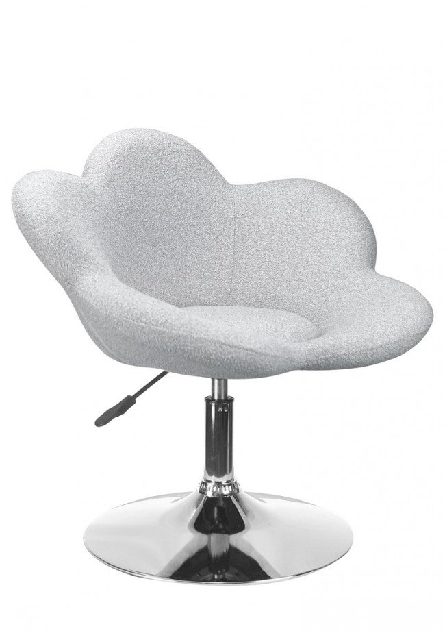 Set 2 Poltroncine da Soggiorno 69x55x69/81 cm in Schiuma Poliuretanica Fleur Cromo-Grigio Chiaro...