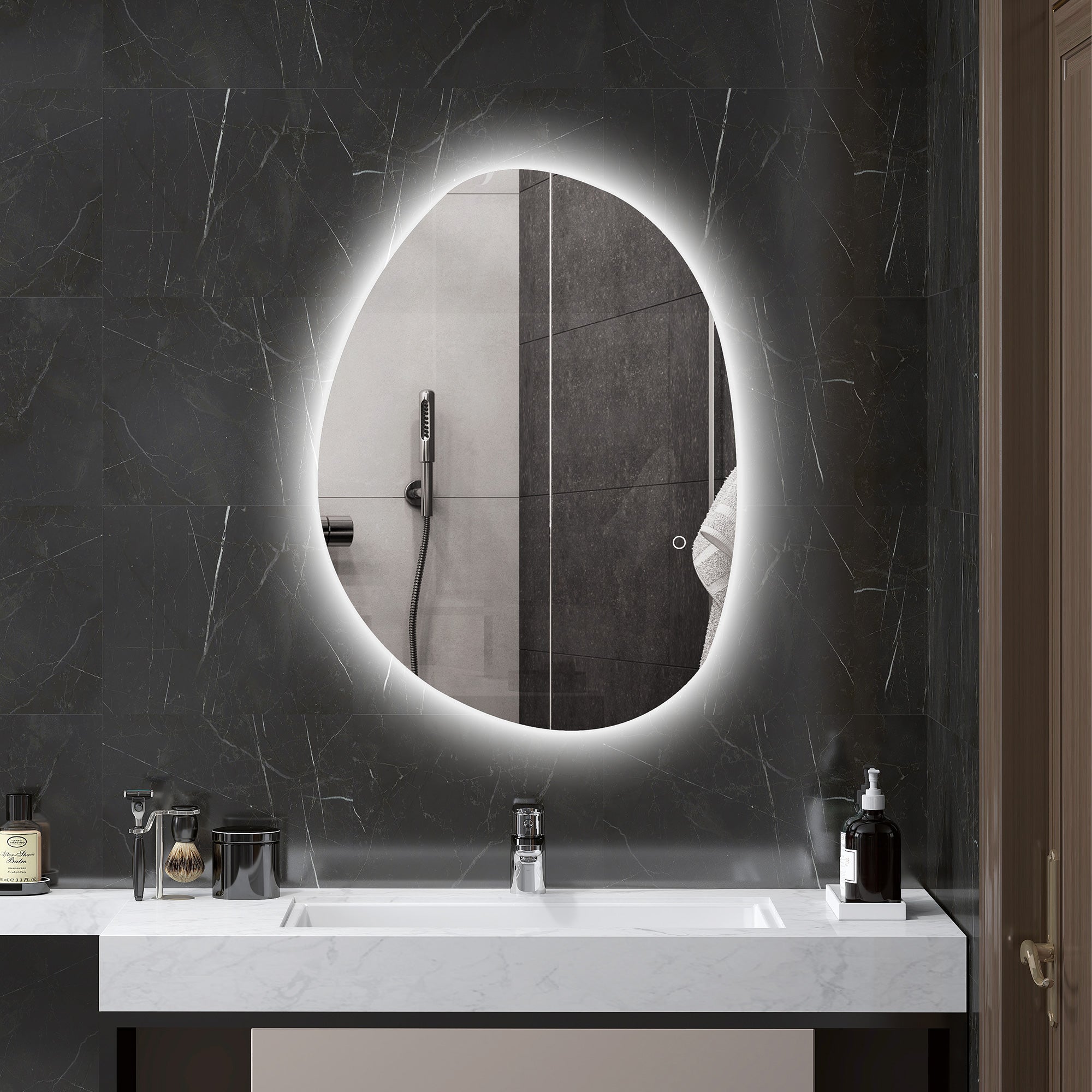 Specchio da Bagno 80x5x60 cm Illuminato a LED 3 Tonalità in Vetro Temperato Argento  