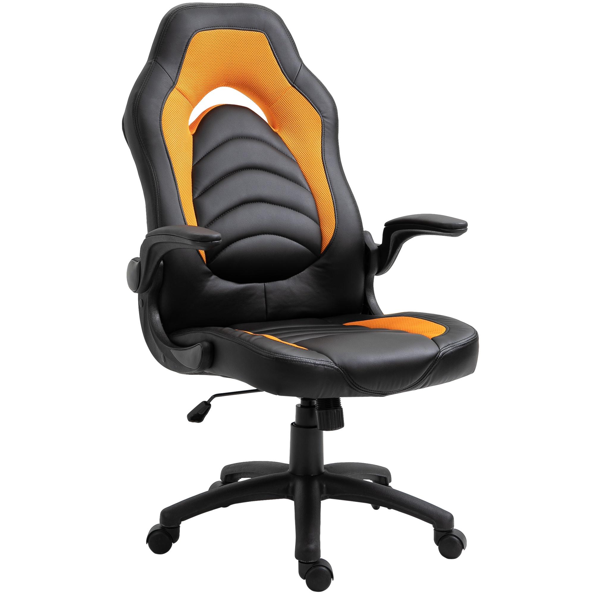 Sedia da Gaming Ergonomica 66,5x51x115-125 cm in Similpelle Nera e Arancione