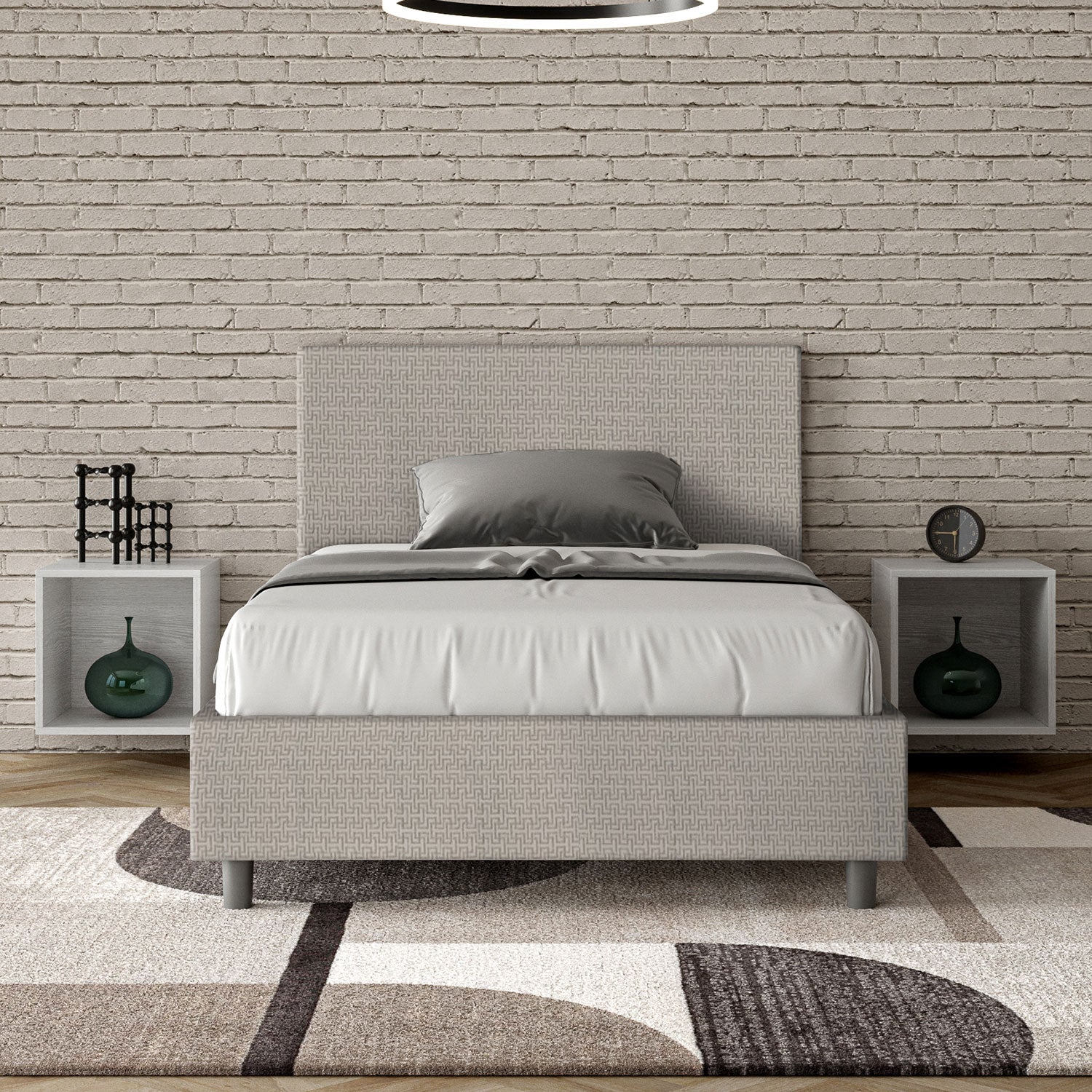 Letto 1 Piazza e Mezzo 120x200 cm Senza Rete Adele Labirinto 01 Bianco...