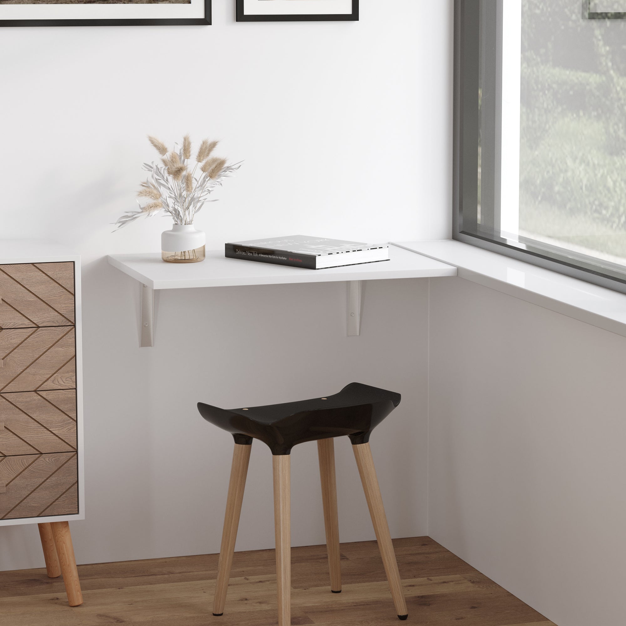 Tavolino da Parete Pieghevole Salvaspazio 60x40x20 cm in MDF Bianco...