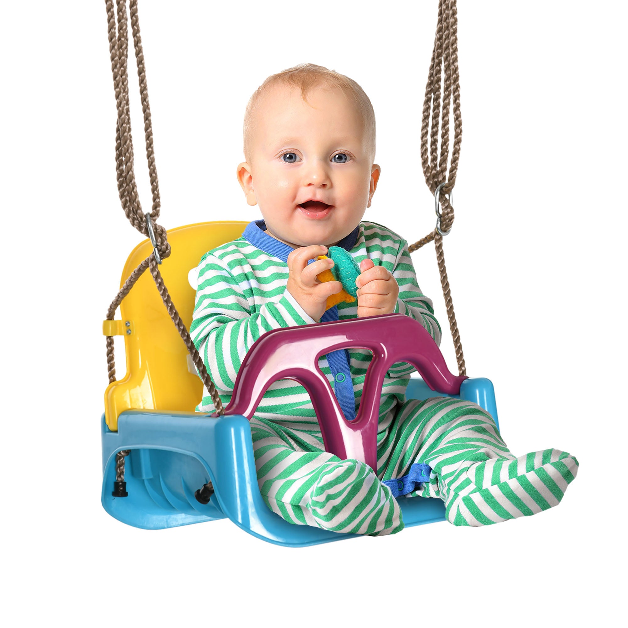 Altalena Bambini 3 in 1 Seduta Trasformabile Cintura di Sicurezza Età 9-36 Mesi da Interno ed Esterno Blu