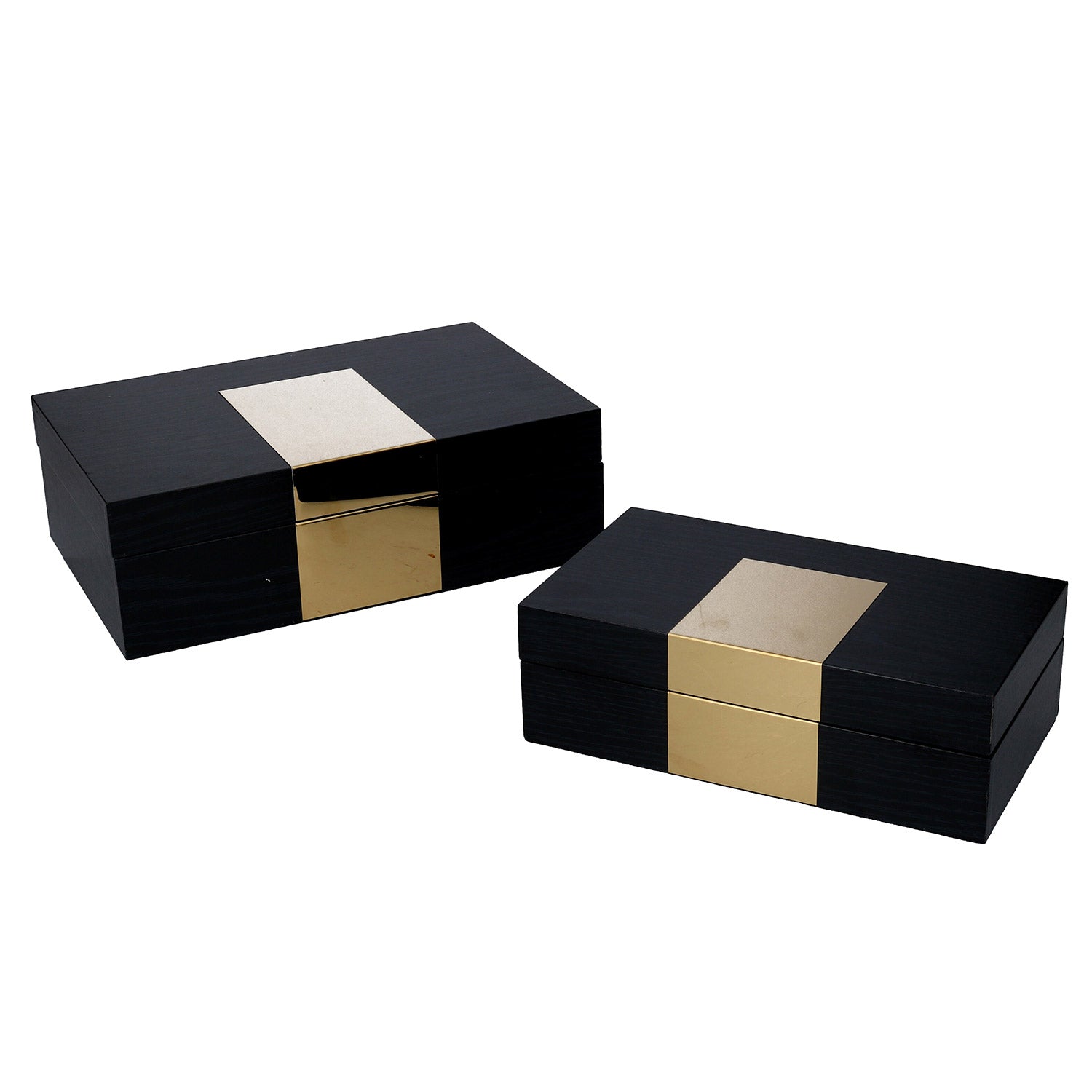 Image of Set 2 Scatole in Legno nero rettangolare