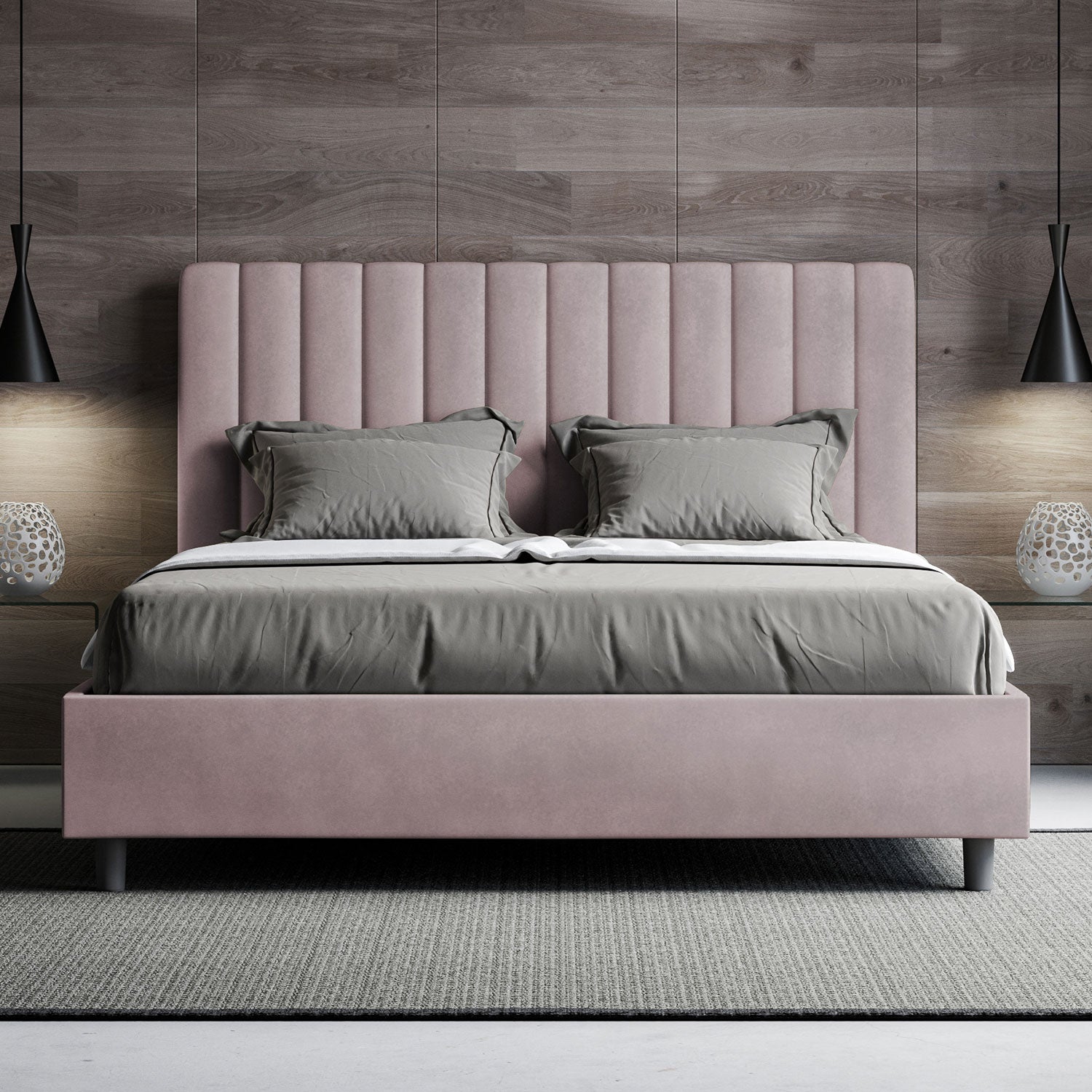 Letto Matrimoniale 160x200 cm Senza Rete Agueda Glicine...