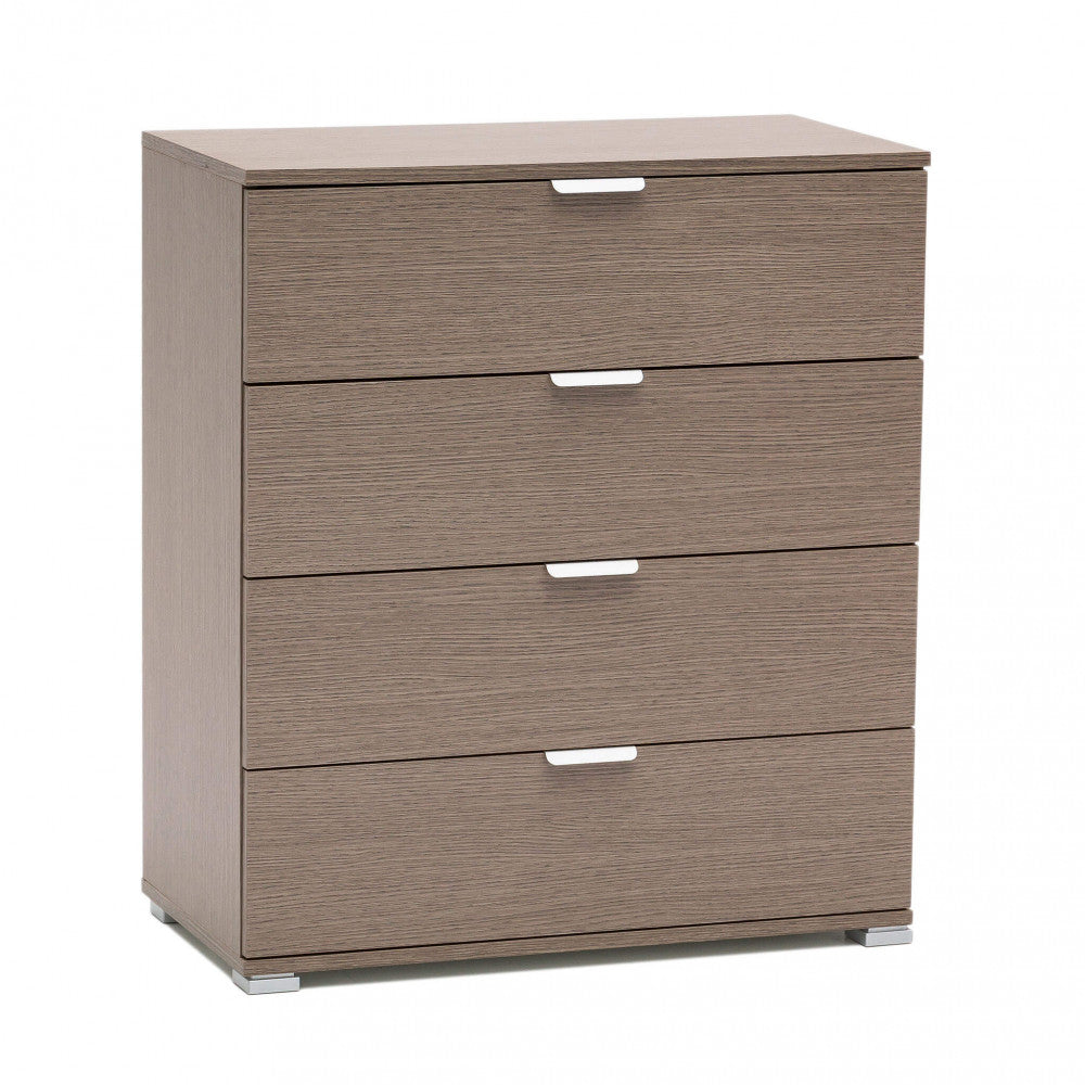 Mobiletto 4 Cassetti Rovere Grigio 75x38x85 h cm in Truciolare bilaminato Rovere grigio