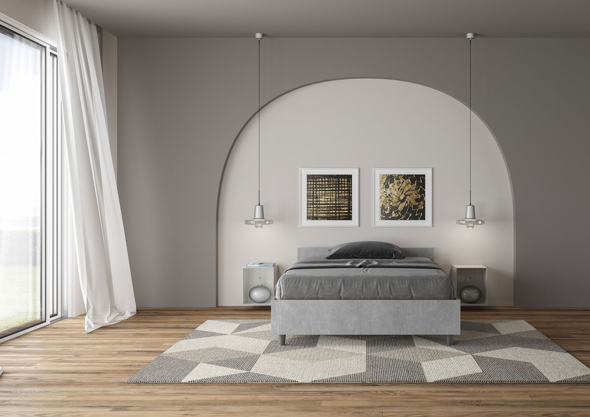 Letto 1 Piazza e Mezzo 120x200 cm Senza Rete Nuamo Grigio...