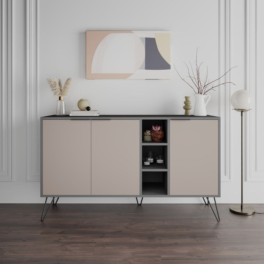 Madia Clara antracite 3 ante tortora 142x35,5x83h cm...