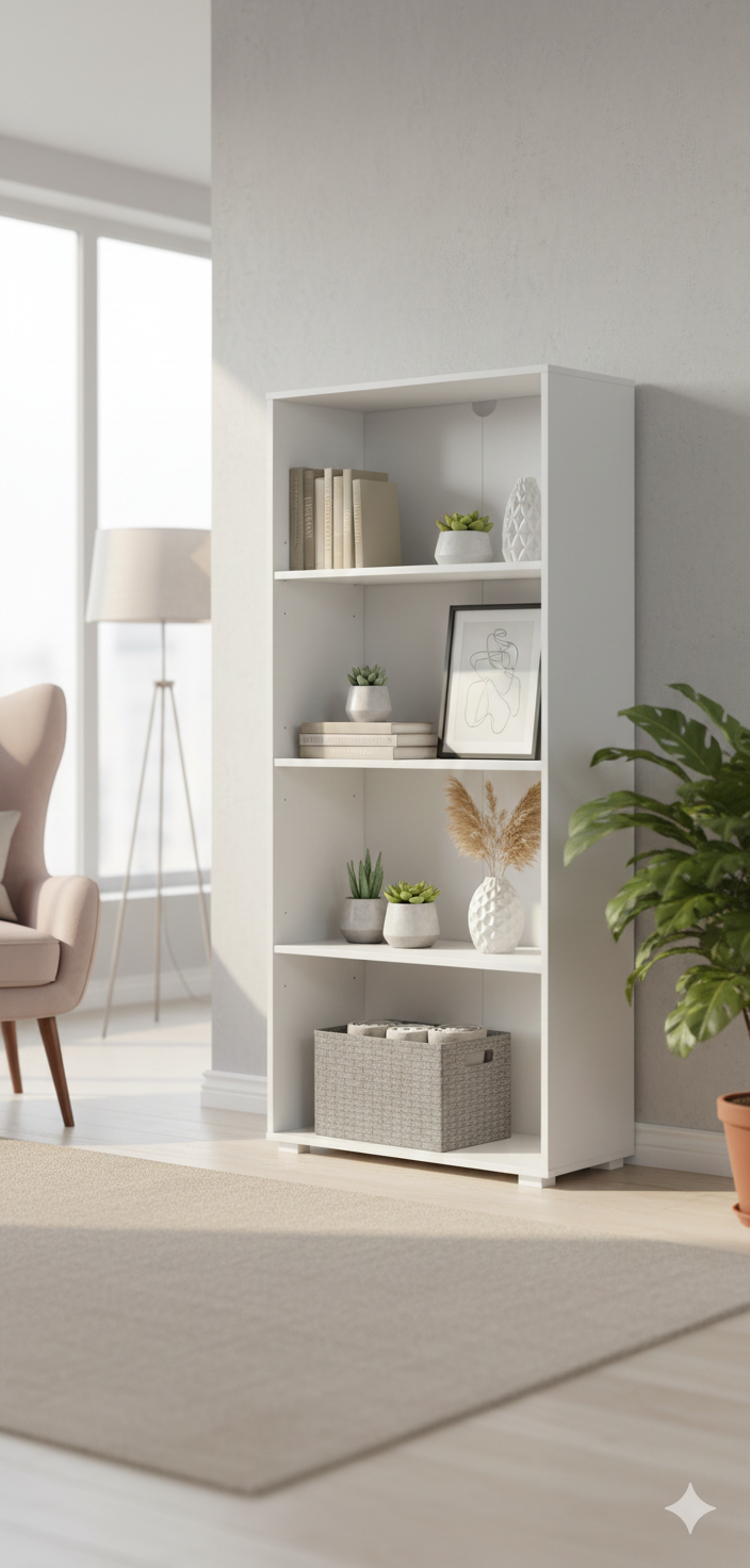 Libreria 4 Ripiani 60x30x130 cm in MDF Bianco...