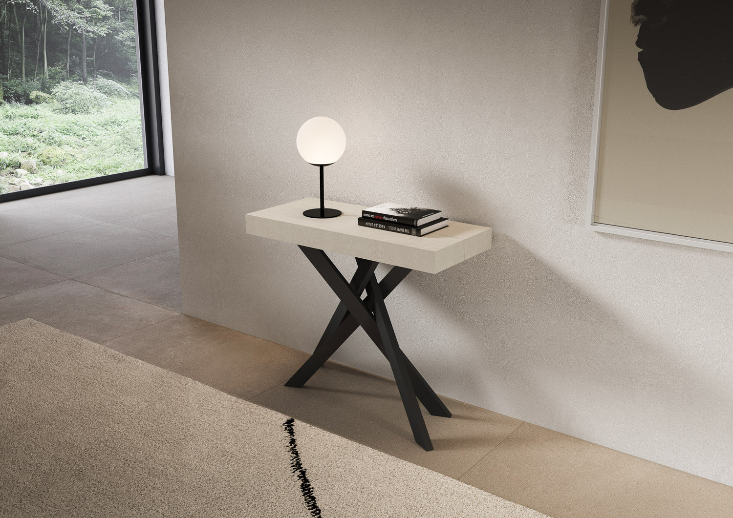 Consolle Allungabile 90-196x40x77 cm Saki Small Premium Cashmere Gambe Antracite...